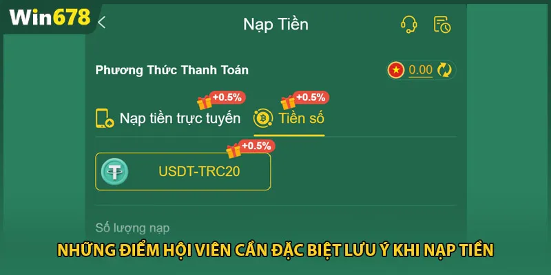 Những điểm hội viên cần đặc biệt lưu ý khi nạp tiền